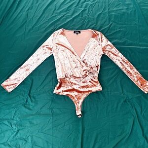 Burnt Orange Velvet Lulus Thong Bodysuit
